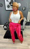 Fuchsia Fringe Pants